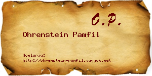 Ohrenstein Pamfil névjegykártya